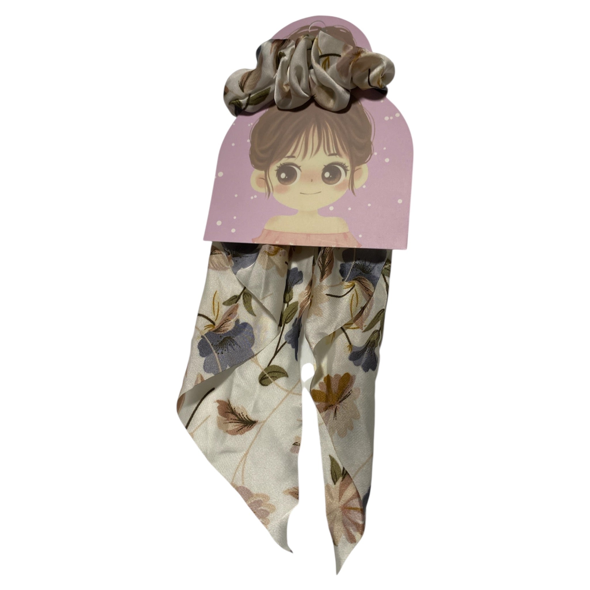 #Foulchie Crème | MOTIF COULEUR FLEURI# - #UNIQUE SCRUNCHEE#